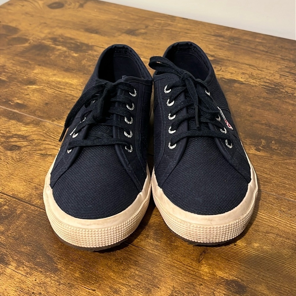 SUPERGA COTU 2750 Canvas Casual Sneakers Kids 2 Classic Navy  Sneakers Like New - Picture 3 of 9